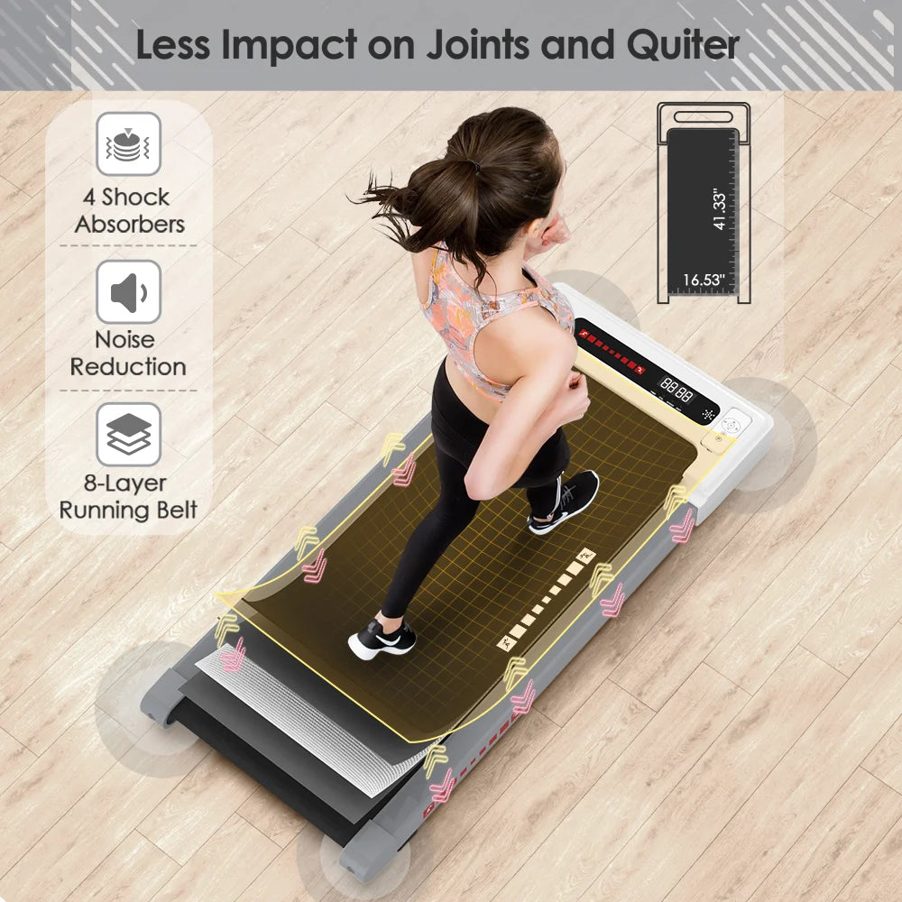 Ultra-Quiet 2.25HP Under Desk Treadmill, Electric Manual Walking Pad with Large Digital Monitor, 265 lbs Capacity & 12 Programs