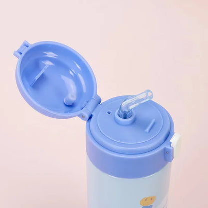 380Ml Stainless Steel Thermos Cup with Straw Drink Cute Cartoon Insulated Vacuum Water Bottle for Kids Girls Portable Drinkware