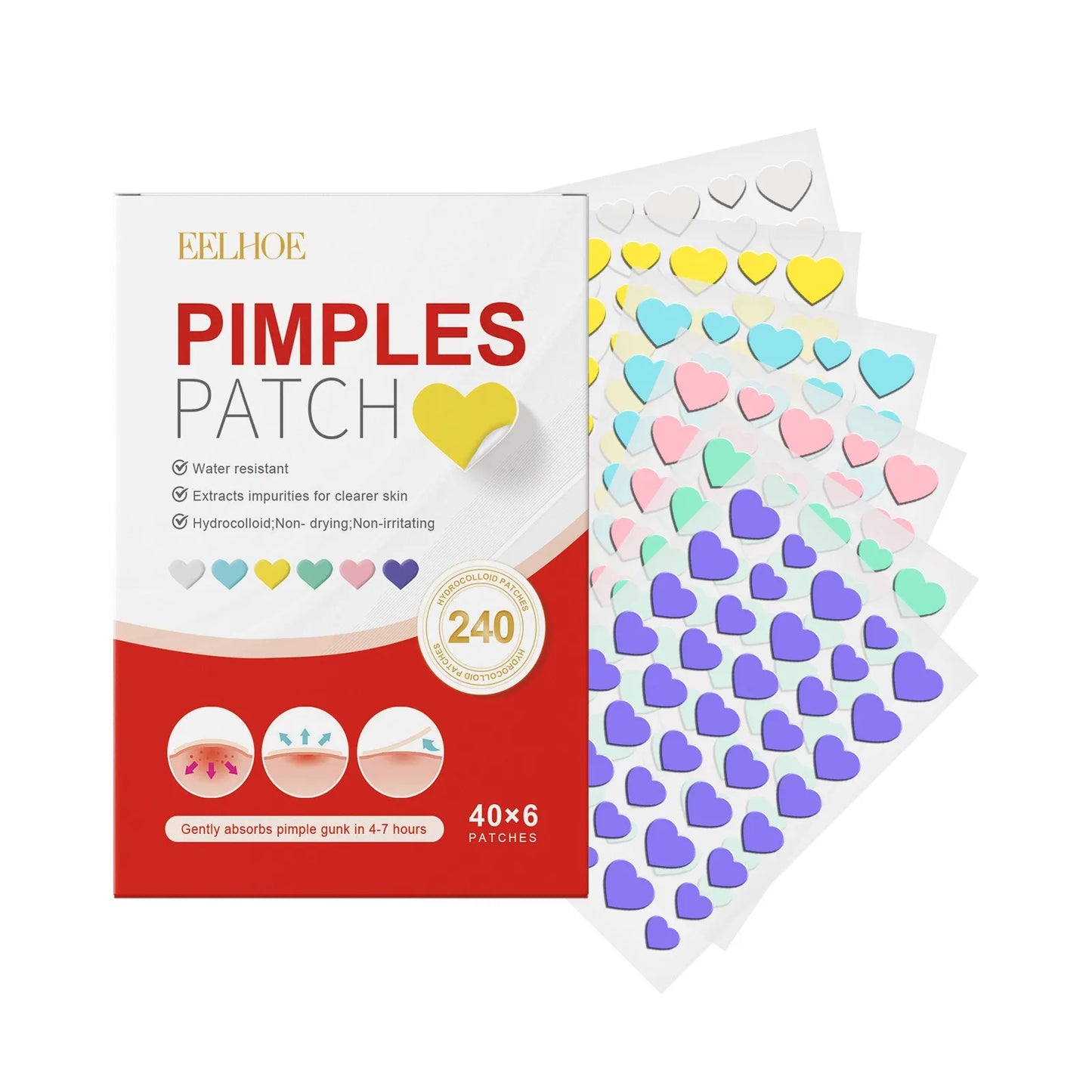 240Pcs New High-end Pimple Patch Acne Patches Heart/Star Shape Acne Dots Patches Moisturizes for Covering Zits and Blemishes