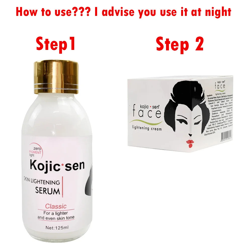 2pcs Kojic Concentre Kojic Acid Cream Strong Brightening Fade Stubborn Dark Spots Radiant Even Complexion Face Serum