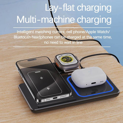 30W LED Fast Wireless Charger Stand 3 in 1 Foldable Charging Station For iPhone 15 14 13 12 11 Apple Watch 9 8 7 6 5 Airpods Pro - MarvelouStoree