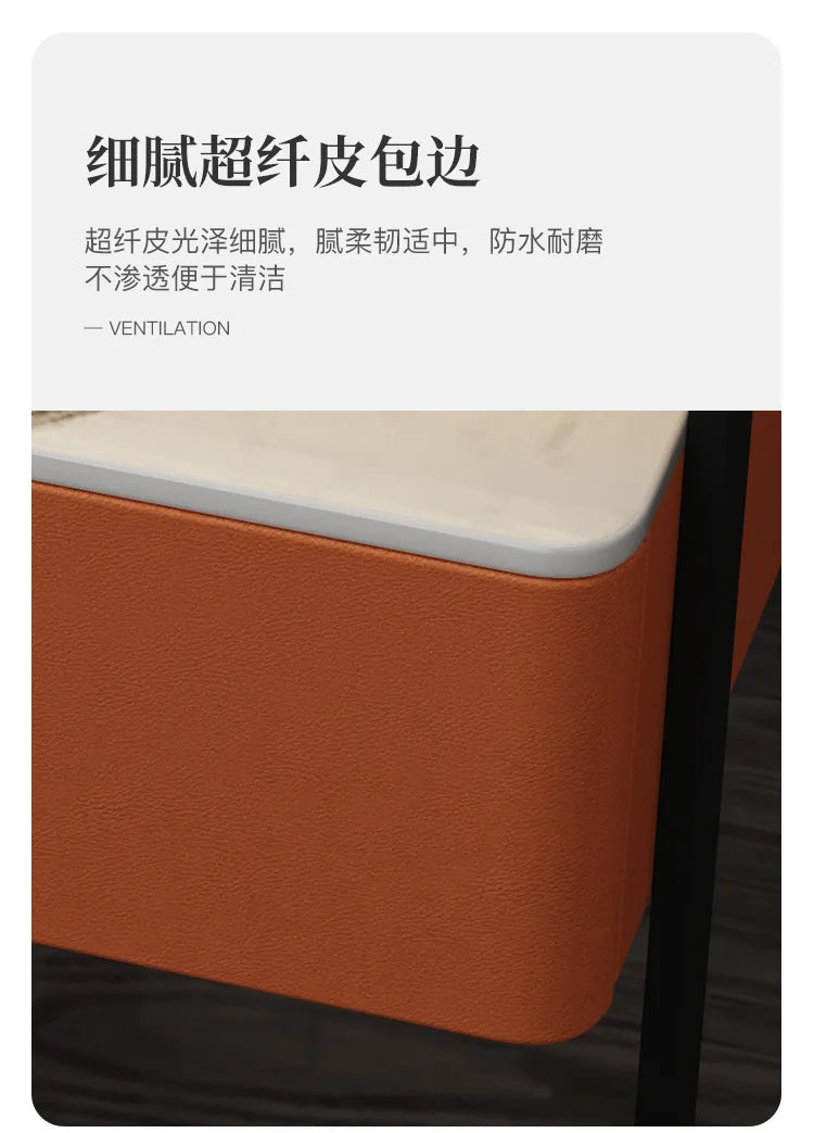 Smart Wooden Bedside Table Modern Style Bedroom Nightstands with Wireless Charging Bluetooth Speaker Home Storage Side Cabinet