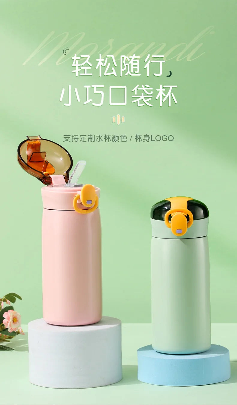 Portable Kids Thermos Mug With Straw Stainless Steel Cartoon Vacuum Flasks Children Cute Thermal Water Bottle Tumbler Thermocup