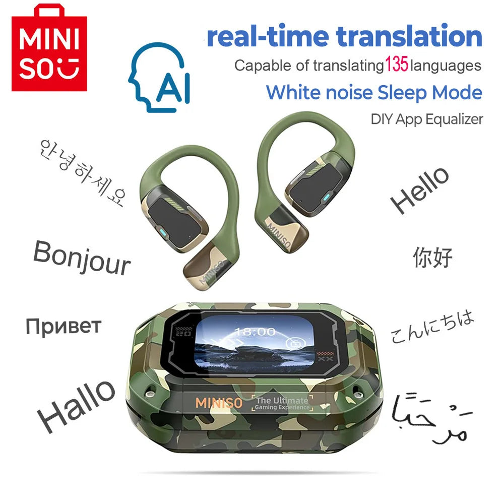 [AI Translator] MINISO M98 Wireless Headphones OWS Sports Bluetooth Earphones Gaming Headset ASMR APP Translation Earbuds IPX5