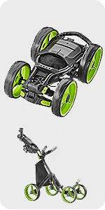 3 Wheel Golf Push Cart - Foldable Collapsible Lightweight Pushcart with Foot Brake - Easy to Open & Close - MarvelouStoree