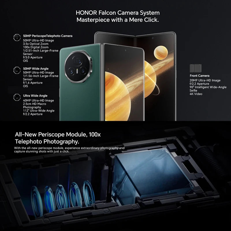 Honor Magic V3 Global Version 5G Phone Foldable LTPO 7.92" OLED 120Hz Display 5150mAh 66W 50MP Rear Cameras Snapdragon 8 Gen 3