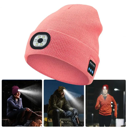 Hands-free Beanie Rechargeable Bluetooth Led Hat Headset Bright Wireless Music Headphone Player Winter Warm Cap Night Jogging