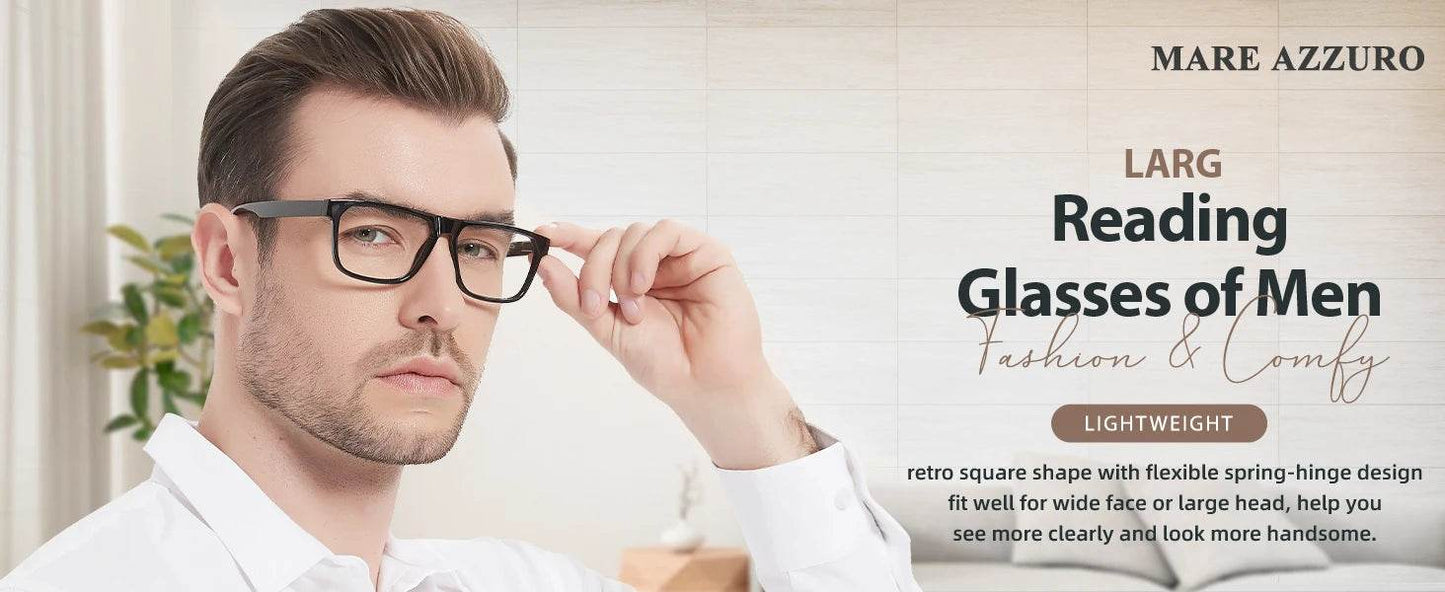 Square Reading Glasses For Men Hyperopia Optical Eyeglasses Frame Presbyopia Glasses Classic Eyewear Magnifying Readers +1.25 +1 - MarvelouStoree