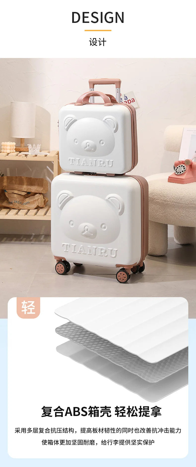 2023 New Cartoon Travel Suitcase with Hand bag 20 inch Girls Trolley Bag Fashion Women Suitcase Rolling Luggage set