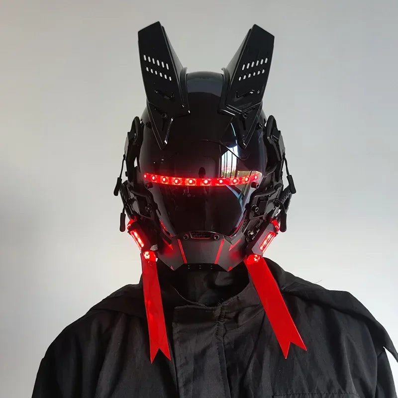 CyberPunk Mask M-Clasp Night City LED Festival White Armoured Cosplay Stage Property SCI-FI Halloween Party Gifts For Adults