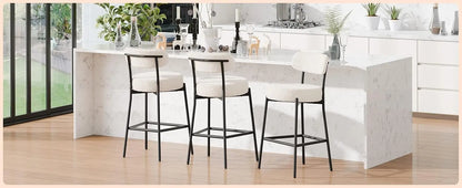 4 Inch(about 10.2 cm)Thick round Seat Height Metal Bar Stool,with Curved Back,Suitable for Kitchen Island、Coffee Shop、Bar