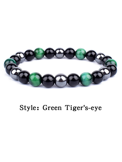 OAIITE 8mm New Turkish Evil Eye Bracelet for Women Charm Tiger Eye Stone Bracelet for Men Hematite Healing Health Care Jewelry