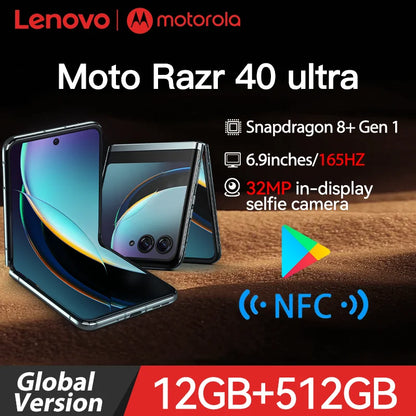 Global Version Motorola Moto Razr 40 Ultra 12G 512G Snapdragon 8 Gen 1 Folding Screen 5G Smart Phone 3800mAh 30W 6.9' NFC OTA