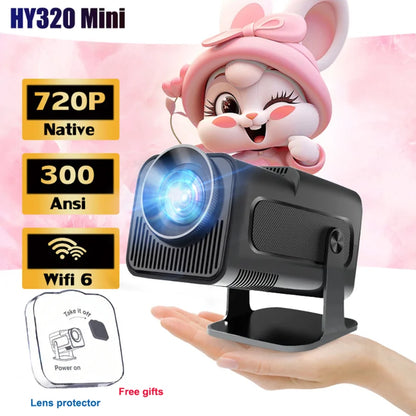 HY320 Mini Projector Portable Screen Video LCD 720P 1G 8G Home Android 11 Smart TV 200ANSI BT5.0 180° Rotable Outdoor Projector