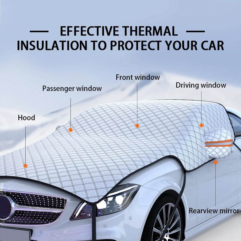 SEAMETAL Outdoor Car Cover Winter Snowproof Windshield Cover Snow Shield Universal Anti-Frost Snow Cover with Windproof Strap - MarvelouStoree