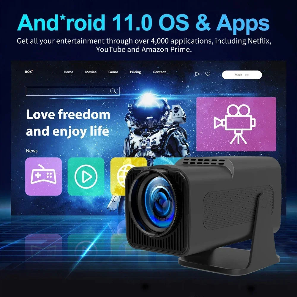 HY320 Game Mini Projector Salange 4K 8K Video Support Native 720P Cinema Outdoor Android 11 OS Beam Projetor Upgraded Version