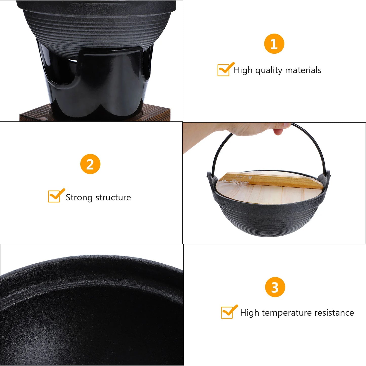 Pot Cooking with Stove Hiking Cookware Griddle Pan Mini Outdoor Saucepan Cast Iron Picnic Wood Tableware Camping