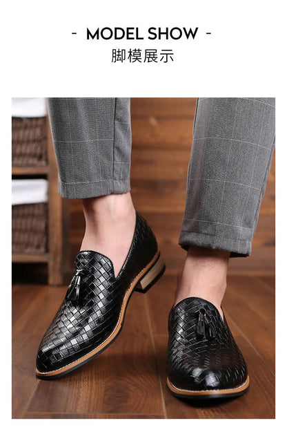 Fashion Formal Leather Shoes for Men Dress Business Shoes Male Geometric Oxfords Party Wedding Casual Mens Flats Chaussure Homme