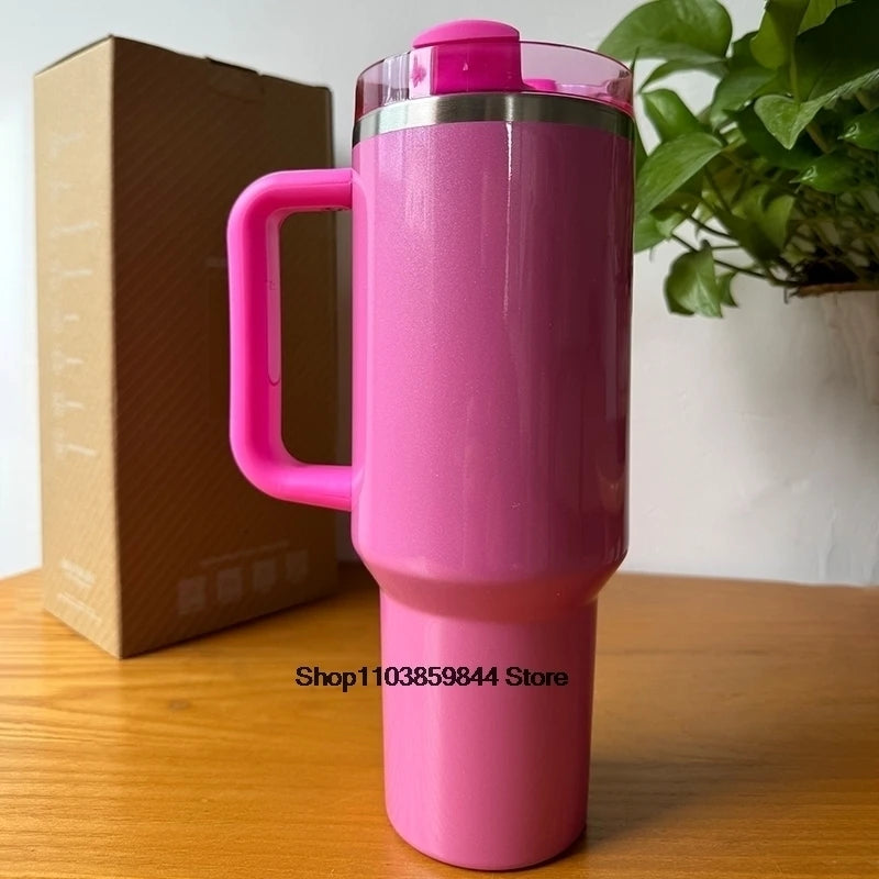 40 oz Tumblers Cup Straw Car Travel Mugs Coffee Tumbler Cups for Stanleys With Handle Insulated Stainless Steel Lid