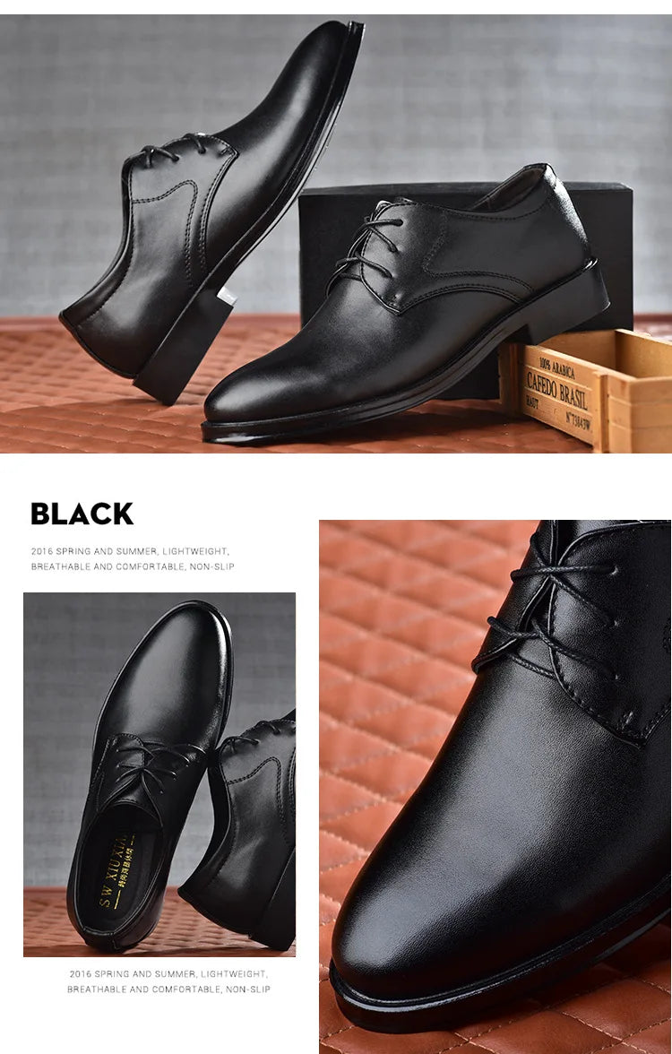 Men Dressing Shoes Formal for Men's Casual Shoe Leather Social Wedding Designer Pointed Toe Black Office Winter Shoes Brand 2023