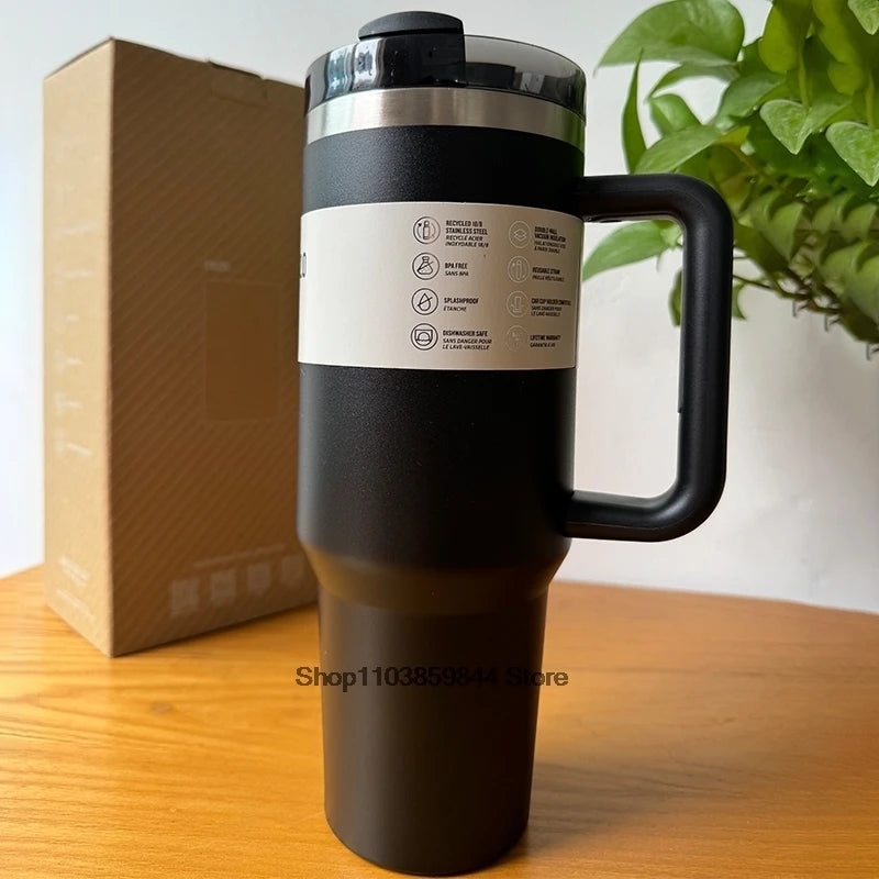 40 oz Tumblers Cup Straw Car Travel Mugs Coffee Tumbler Cups for Stanleys With Handle Insulated Stainless Steel Lid