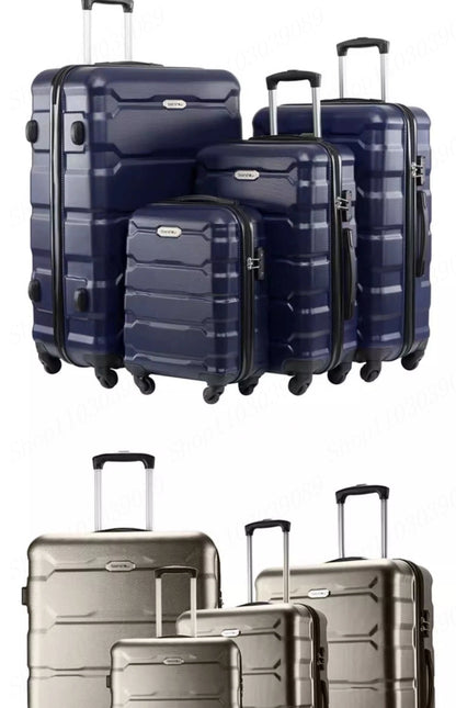 New 2024 Luggage Sets of 4 Pieces Lightweight Pull Rod Suitcase with Lock Zipper ABS+PC Luggage Boarding Case 18/22/26/28 Inch