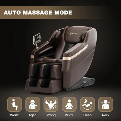 Real Relax 2024 Massage Chair Zero Gravity Full Body Airbags, 8 Fixed Points Massage Rollers with 6 Auto Modes, Bluetooth, Foot