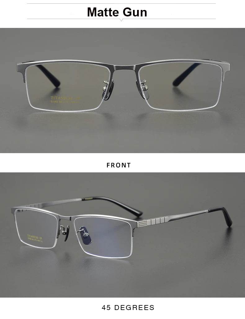 Business Pure Titanium Glasses Frame Men Fashion Square Half Rim Eyeglasses Unique Design Gold Color Eyewear Oculos 91065 - MarvelouStoree