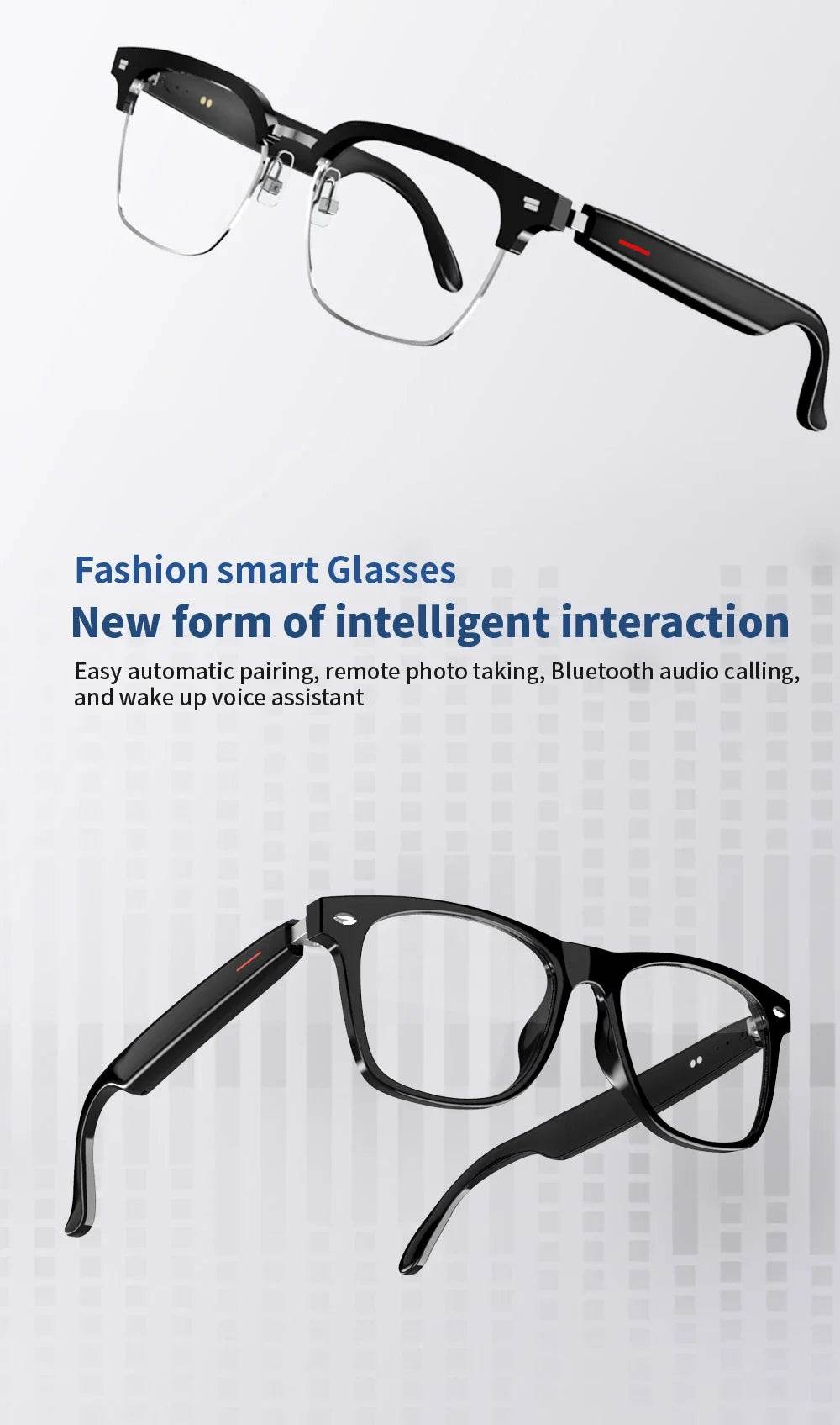 Modern Black technology E13 Bluetooth Smart Glasses Wireless Bluetooth Headset Anti Blue Light Sunglasses Man Woman Sunglasses - MarvelouStoree