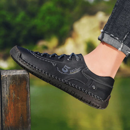 New Men Leather Casual Shoes Outdoor Comfortable High Quality Fashion Soft Homme Classic Ankle Non-slip Flats Moccasin Trend