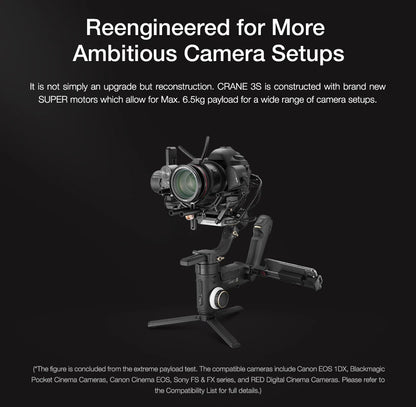 Zhiyun CRANE 3S 3-axis Handheld Gimbal Camera Stabilizer Support 6.5KG DSLR Camcorder Video Cameras for Nikon Canon