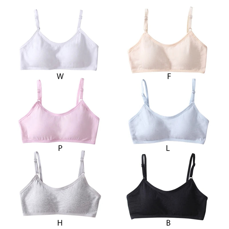 4pcs/set Teenage Girls Small Bras 10-16T Young Children Underwears Student Girls Solid Color Kid Sports Training Bra Padded Vest