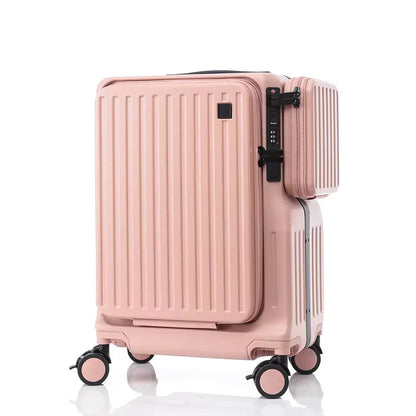 COLENARA Carry-on Travel Luggage Front Opening Laptop Boarding Case 20 Inch USB Charging Trolley Case Women's Cabin Suitcase