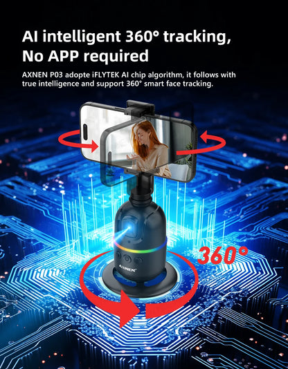 AXNEN AI P03 Smart Gimbal 360 Auto Face Tracking All-in-one Rotation for Smartphone / Cameras / Action Cam Video Vlog Recording