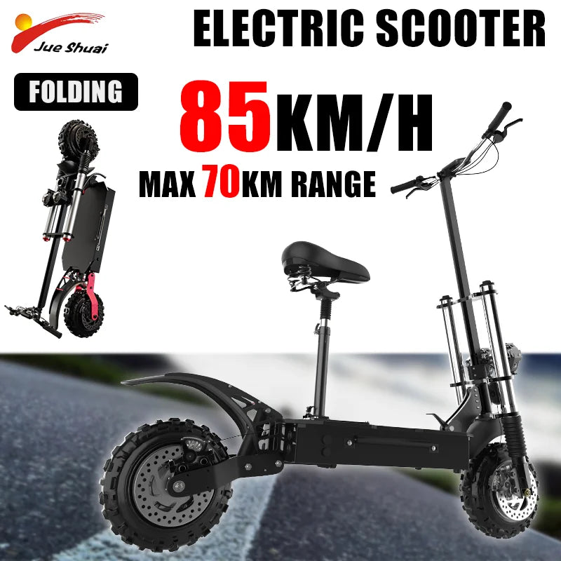 6000W Dual Motor Powerful Electric Scooter 85KM/H Max Speed Folding Electric Scooter 72V 20AH Large-Capacity Battery for Adults