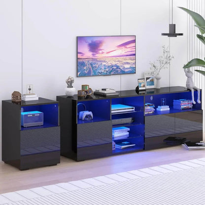 TV Stand for 85/75/65 Inch TV High Glossy Modern TVs Console Entertainment Center with Storage and LED Lights TV Stand - MarvelouStoree