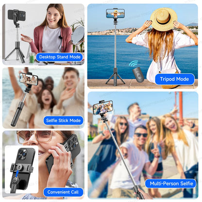 TOKQI Selfie Stick Tripod Phone Holder Desktop Stand Extendable Monopod w/ Bluetooth RC for Mobile live Broadcast Handheld Photo