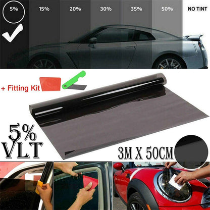 1 Roll 50cm X 3m 1/5/15/25/35 Percent VLT Window Tint Film Glass Sticker Sun Shade Film for Car  UV Protector foils Sticker Film