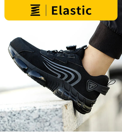 Rotary button new safety shoes for men, anti-impact and anti-piercing work shoes, fashionable men's sports shoes, and safety pro