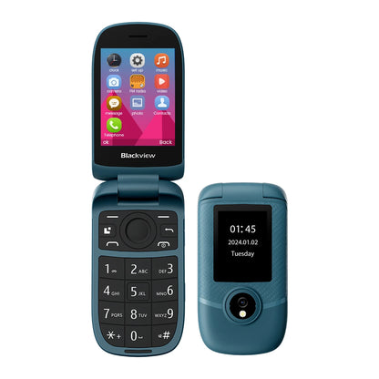 Blackview N2000 Flip Phone Elderly Cellphone Two Display 2.8" SOS Fast Quick Call Dial Push Button Folded Senior Mobile Phone