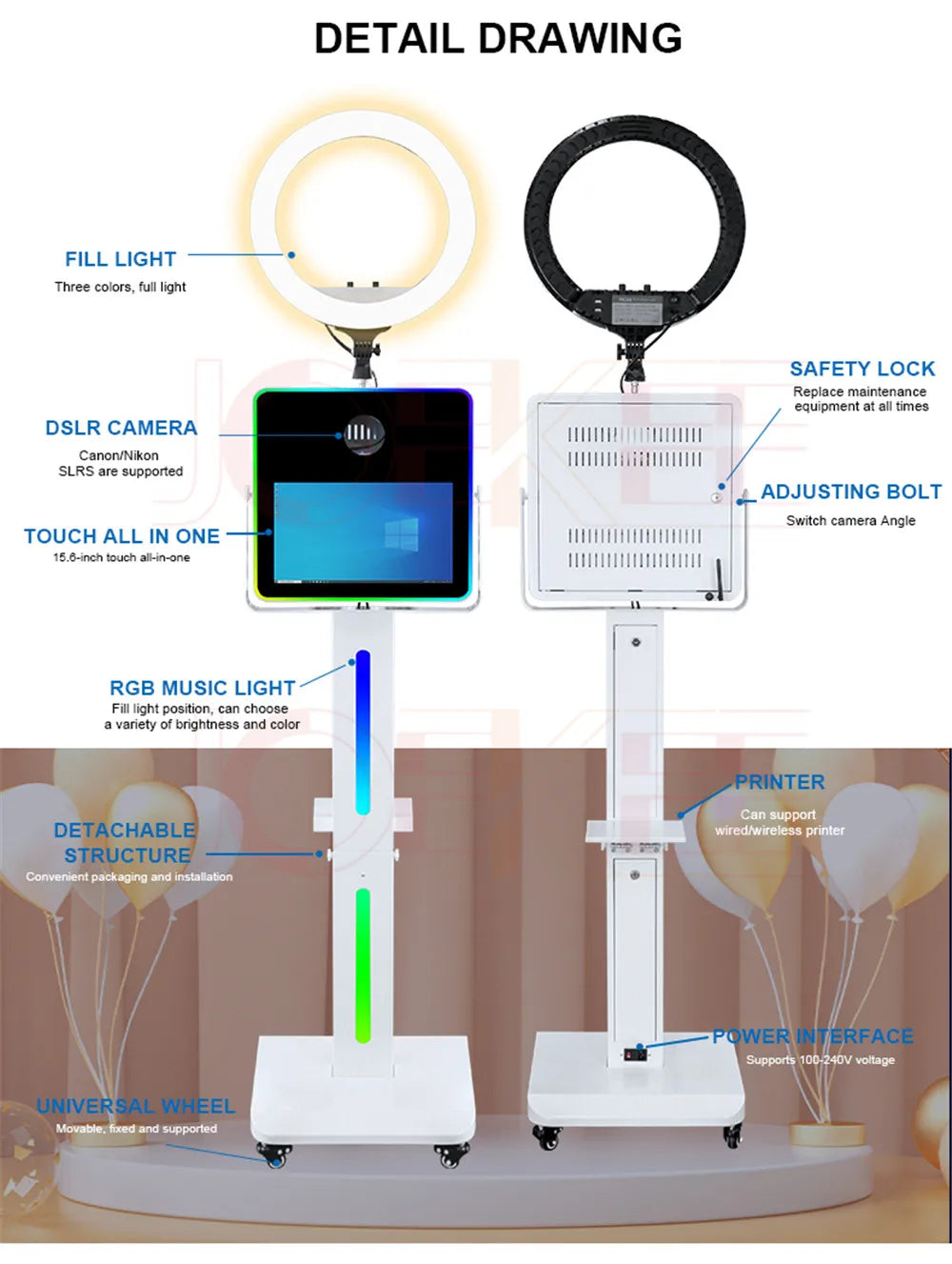 New 15.6 inch Touch Screen Mirror Photo Booth Shell Camera Portable Selfie Machine DSLR Photo Booth For Partys Events Weddings