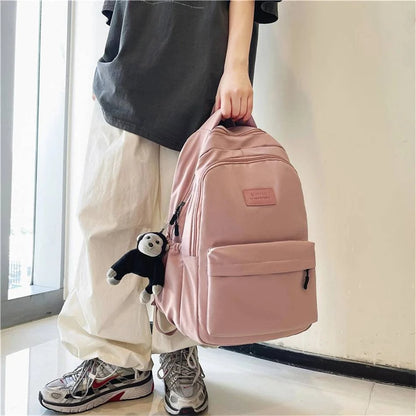 2024 New Solid Color Fashion Lady High Capacity Waterproof College Backpack Trendy Girls Laptop School Bags Girl Travel Book Bag