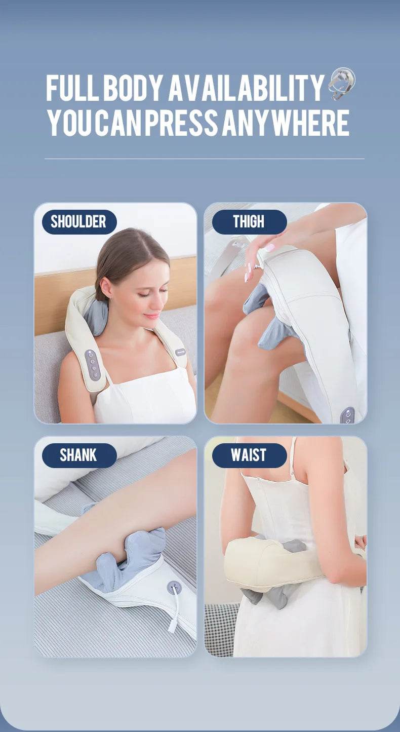 Electric Neck And Back Massager Wireless Neck And Shoulder Kneading Massage Pillow Trapezius Neck Cervical Back Massage Shawl