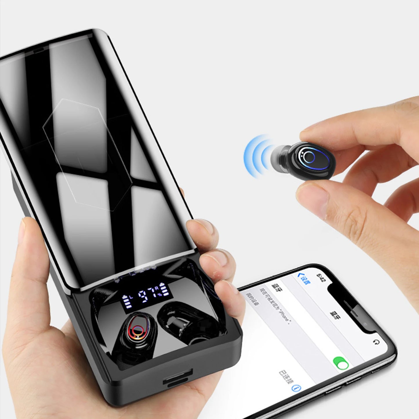 2-in-1 TWS Wireless Bluetooth Earphones 10000mAh Charging Box Wireless earphones Power bank HiFi 9D Stereo Waterproof Earbuds