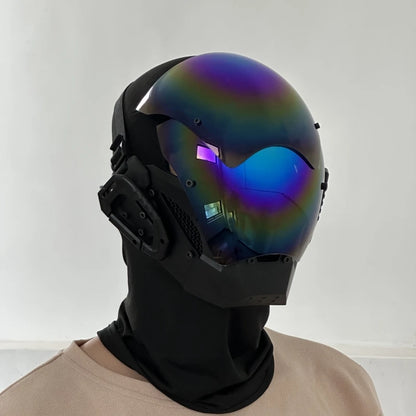 Cyberpunk Mask Role-play Futuristic Rainbow Mask Helmet Mechanical Style Halloween Party Gift Toys for Men and Women