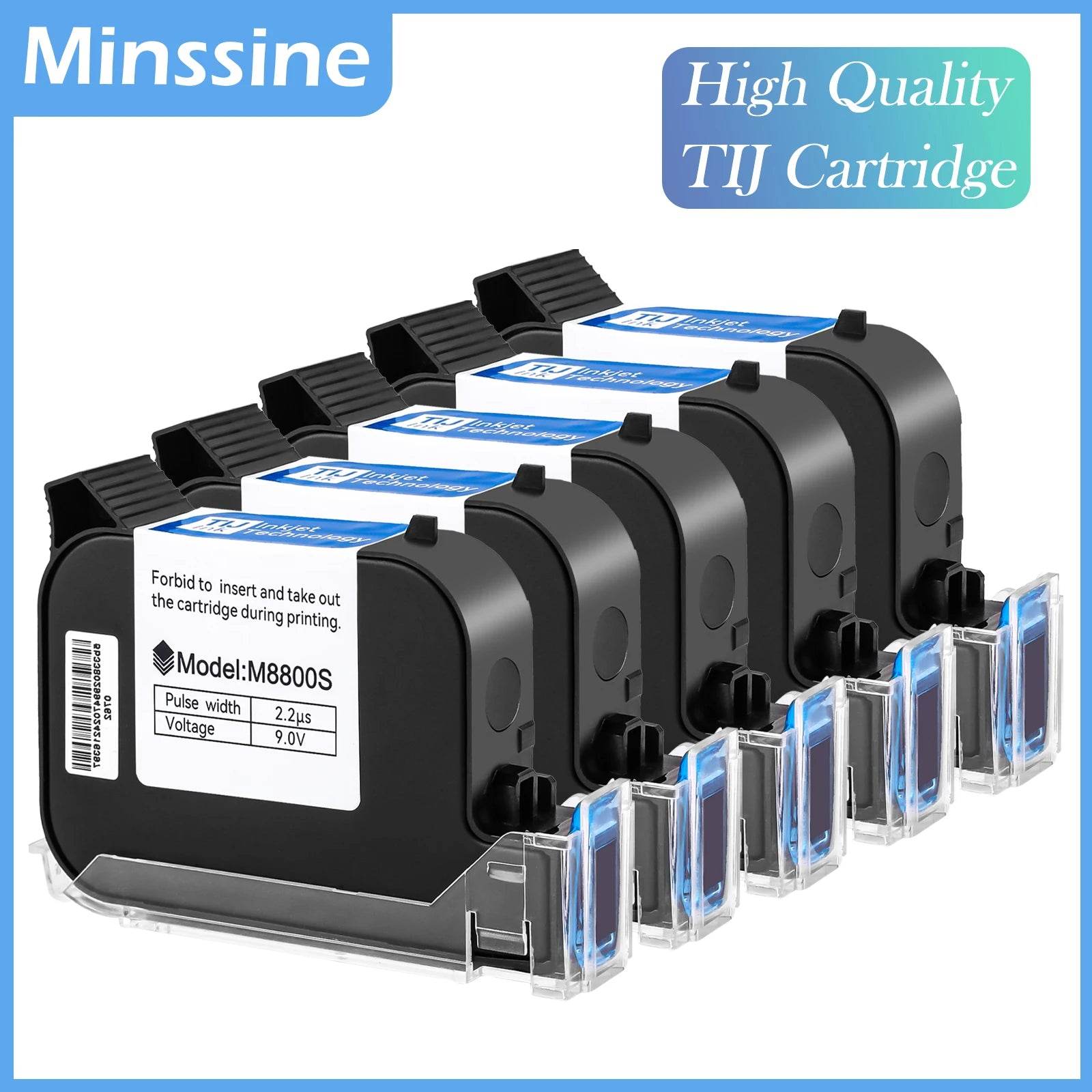 Prime TIJ Cartridge 1/2/3/5PC Online Handheld Inkjet Printer Cartridge 12.7mm Black Fast Drying Water-proof Solvent Ink Original