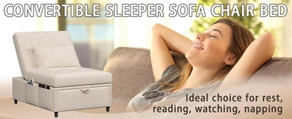 3 in 1 Sleeper Chair Bed, Modern Soft Velvet Pull Out Sofa Bed with Throw Pillow, Adjustable Backrest Sofa Sleeper for Single - MarvelouStoree