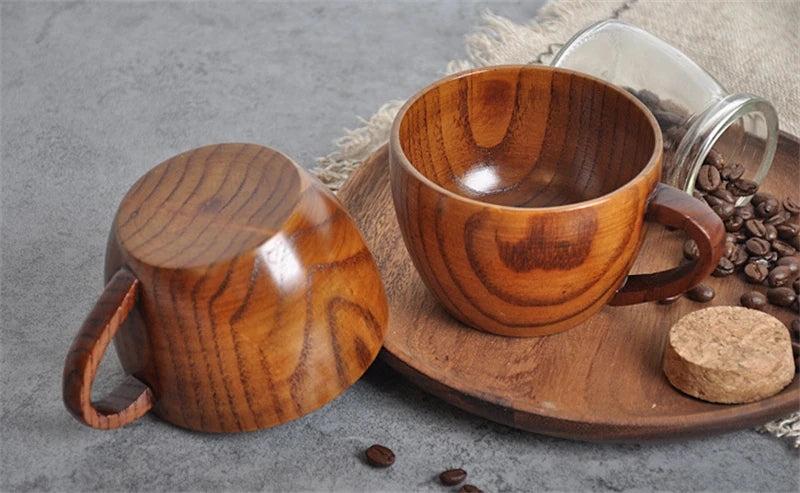 Wooden Big Belly Cups Handmade Natural Spruce Wood Cups Beer Tea Coffee Milk Water Cup Kitchen Bar Drinkware for Kitchen