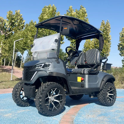 2 Seats 72V Lithium Battery 2 Passengers Electric Off Road Club Car Golf Buggy Cart with Golf Bag Rack