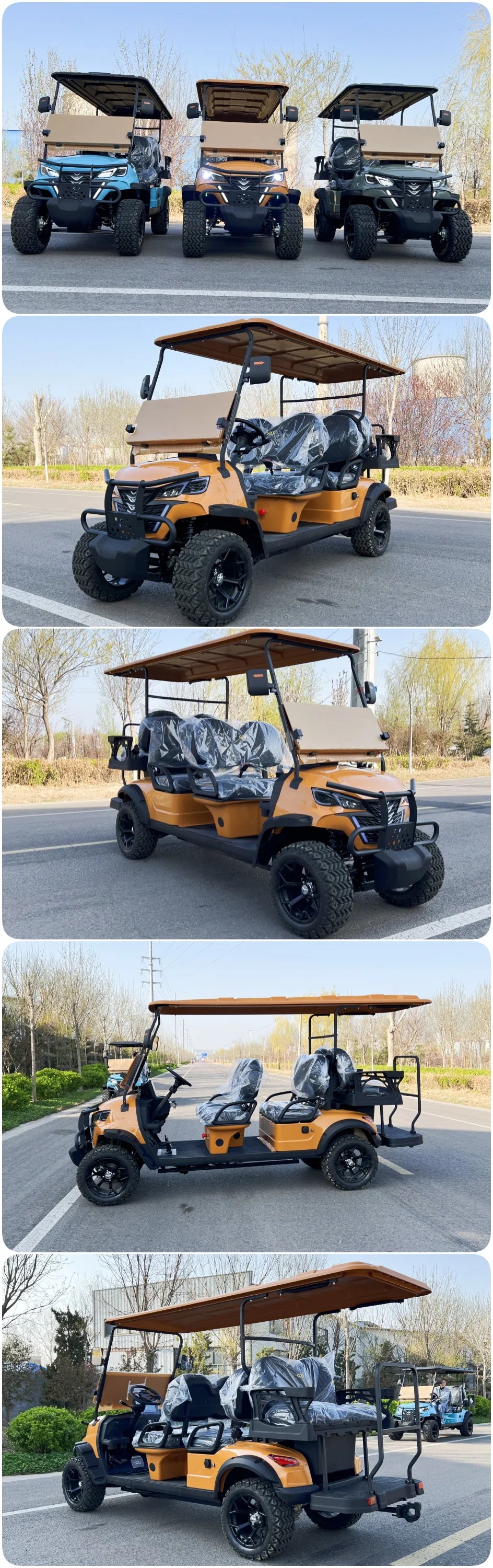 2 Seats 72V Lithium Battery 2 Passengers Electric Off Road Club Car Golf Buggy Cart with Golf Bag Rack